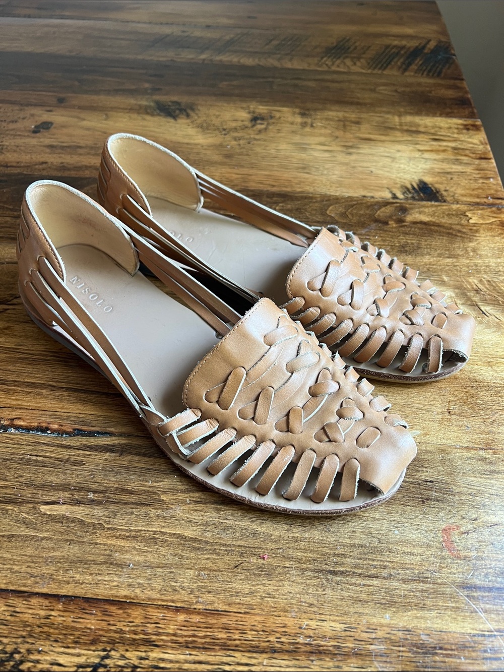 Nisolo Huarache Sandals Sz 9.5 Tan